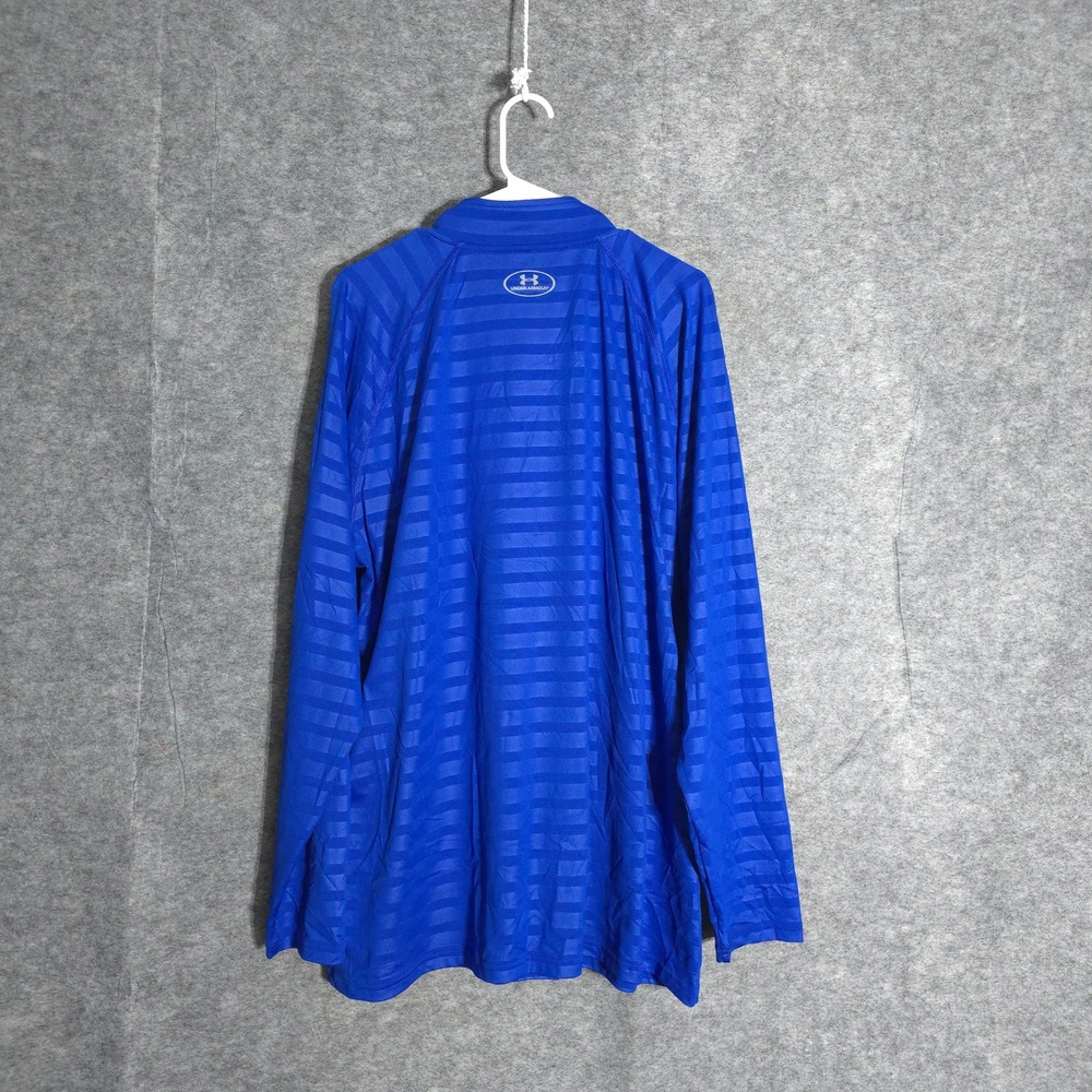 Under Armour 1/4 Zip Pullover Mens 2XL Blue HeatGear Striped Loose Fit 1242220 - Picture 2 of 10